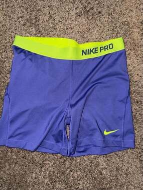 Nike Pro Dri-FIT Compression Athletic Shorts Purple Neon Yellow Size XL
